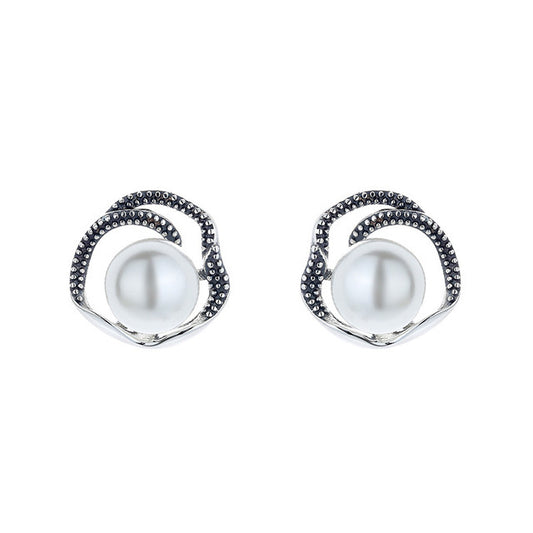Distressed Pearl Stud Earrings