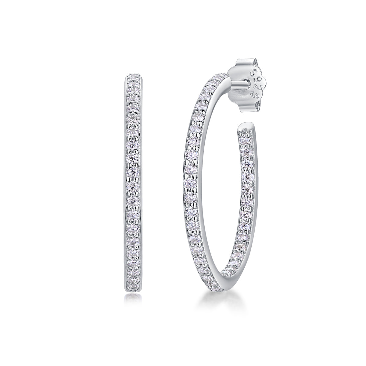 Platinum Push Back Moissanite Hoop Earrings