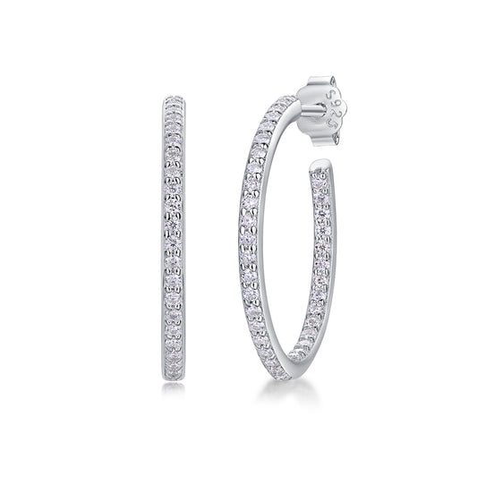 Platinum Push Back Moissanite Hoop Earrings