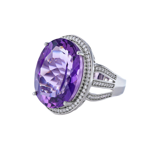 S925 Amethyst Split Shank Ring