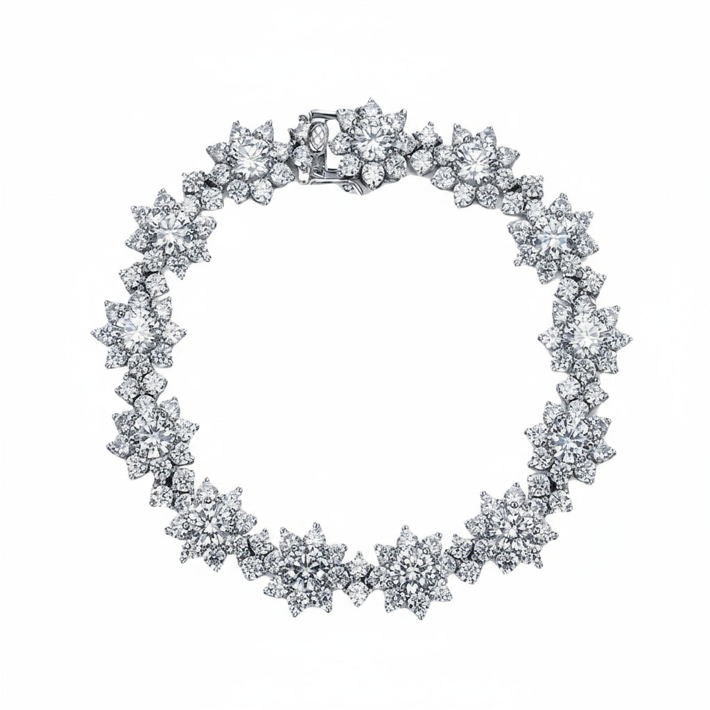 925 Silver Full  Inlaid Sunflower Diamond Bracelet