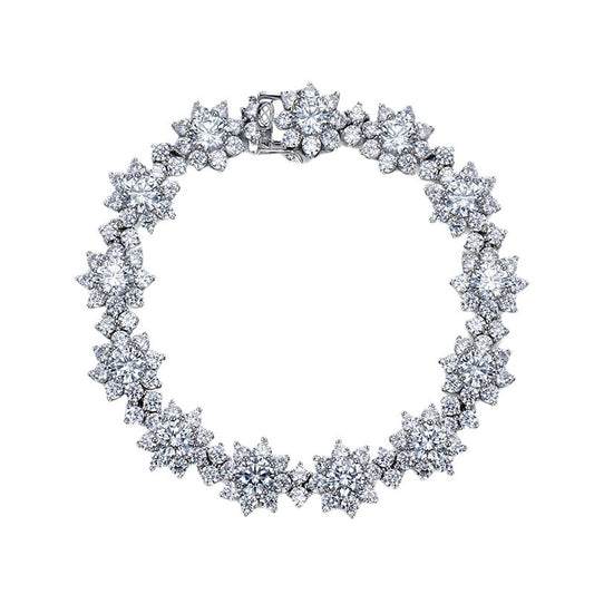 925 Silver Full  Inlaid Sunflower Diamond Bracelet